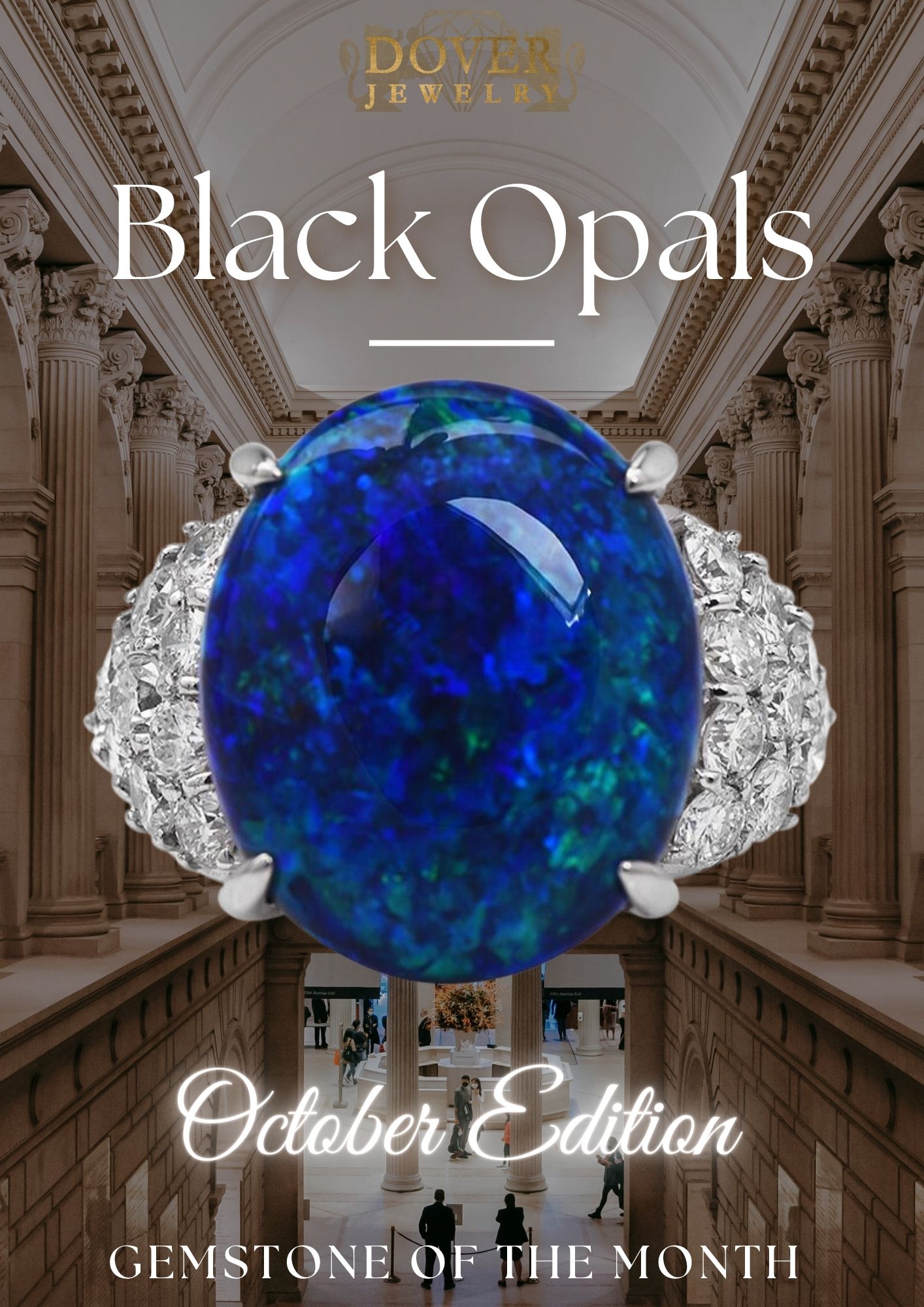 Australian Black opal Diamond Platinum Cocktail Ring